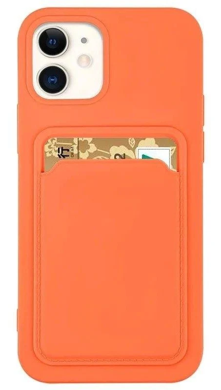 Husa Apple iPhone 12 Mini, Card Case, suport pentru carduri/cartele, portocalie