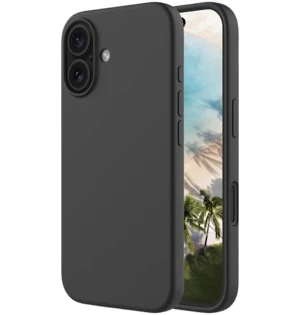 Husa Apple iPhone 16, Luxury Silicone, catifea in interior, neagra