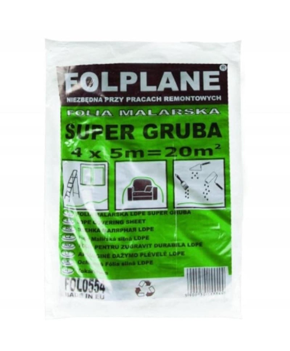 Folie protectie pentru zugrav, 4x5m, groasa, LDPE Z-TOOLS / FOL0554