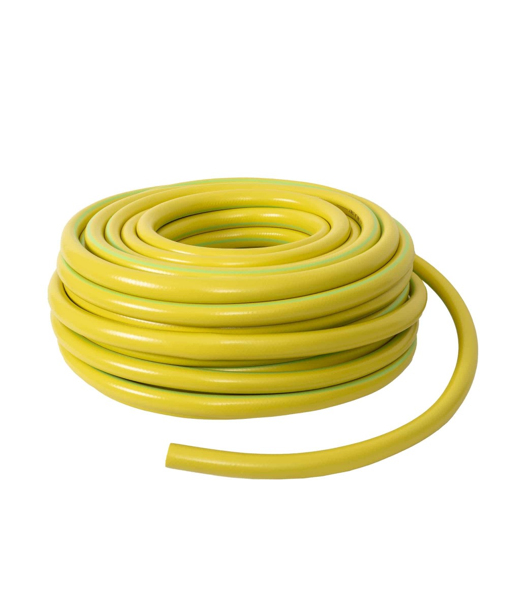 Furtun gradina, armat, cu insertie 1', lungime 50 metri, galben, flexibil, rezistent la radiatii UV si la frig / EXT 6053