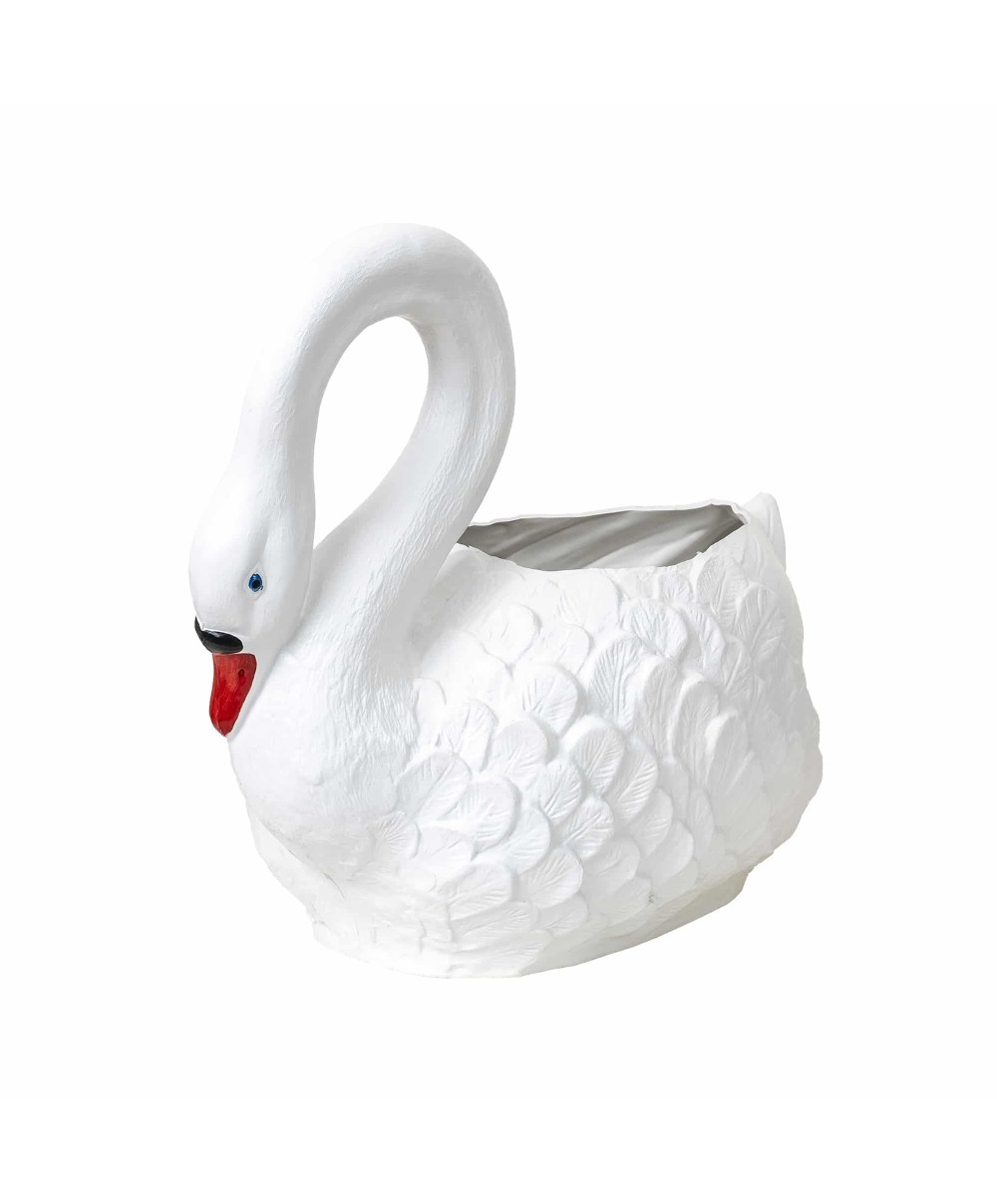 Ghiveci din plastic, model lebada alb, lungime 53cm / EXT 6073