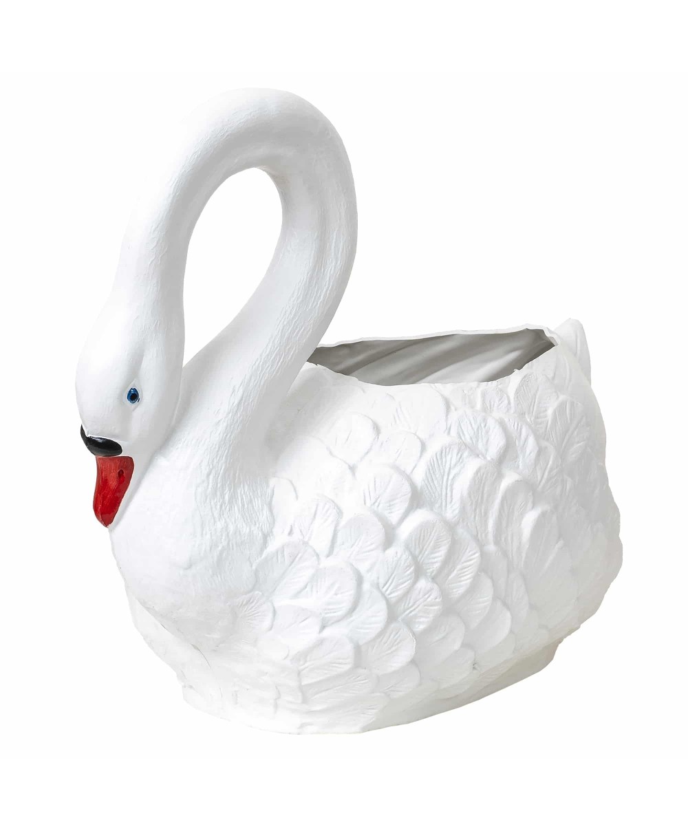 Ghiveci din plastic, model lebada alb, lungime 63 cm / EXT 6093