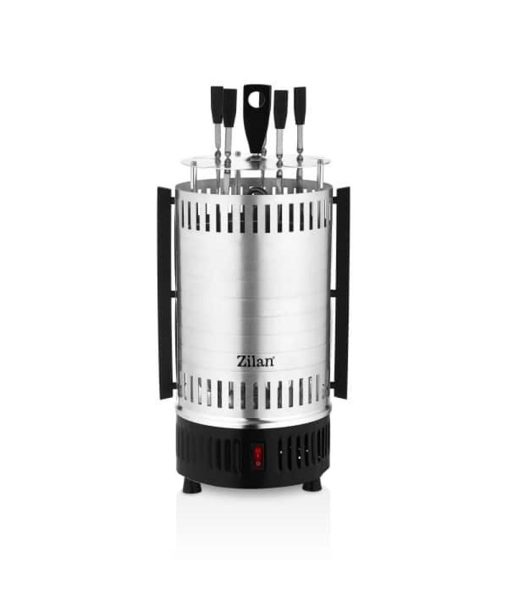 Gratar vertical, putere 900W, rotatie automata, 5 bete pentru frigarui, argintiu / ZLN 5565