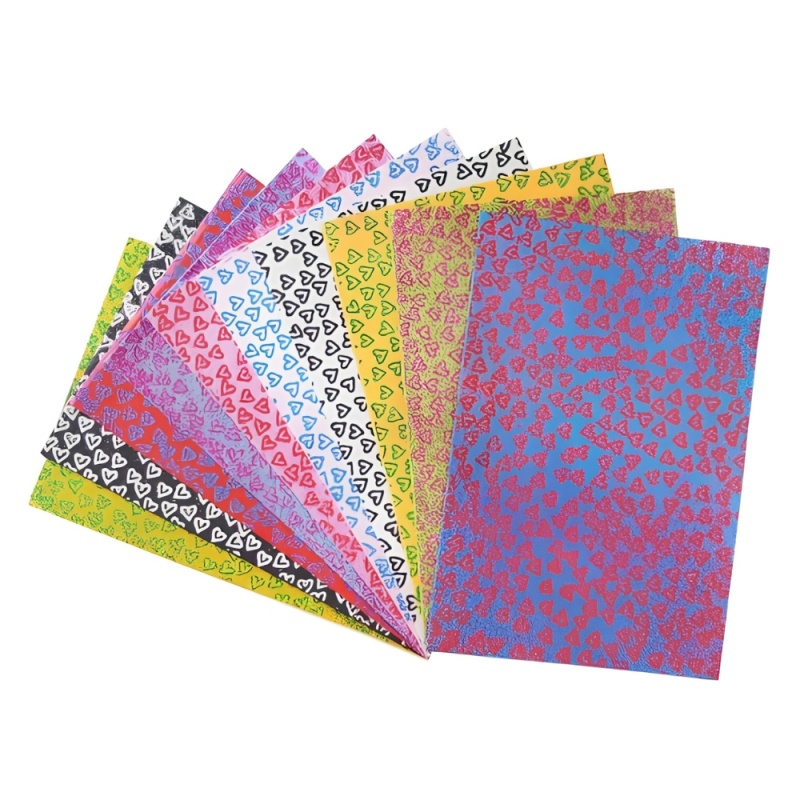 Hartie gumata A4 - inima, 2mm, cu sclipici, set 10 coli, Colorarte
