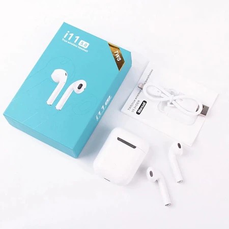 Casti wireless i11, TWS, Bluetooth 5.0, microfon, touch control, albe 5