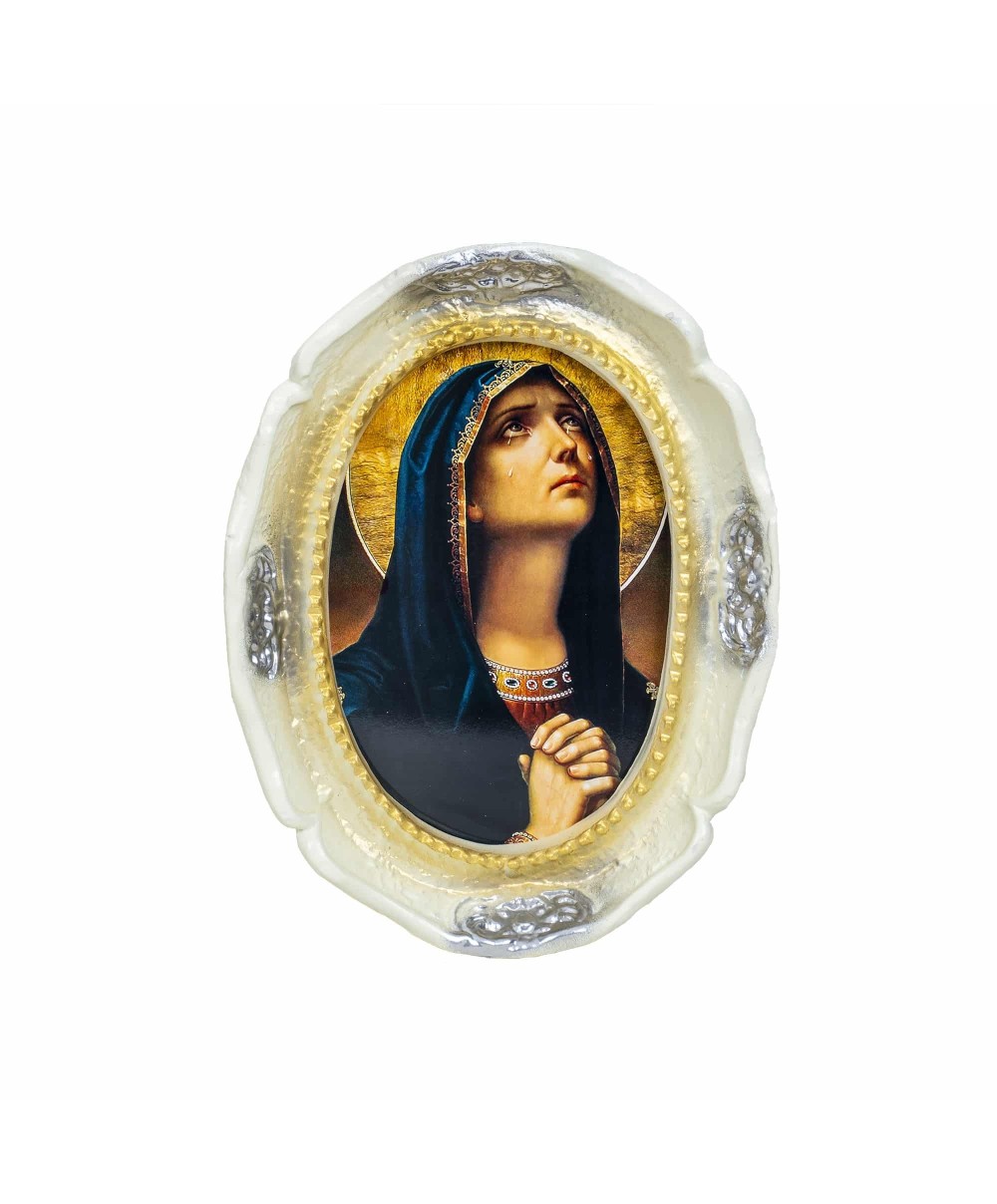 Icoana de perete Maica Domnului din rasina 35 x 27cm, alb / EXT 9914