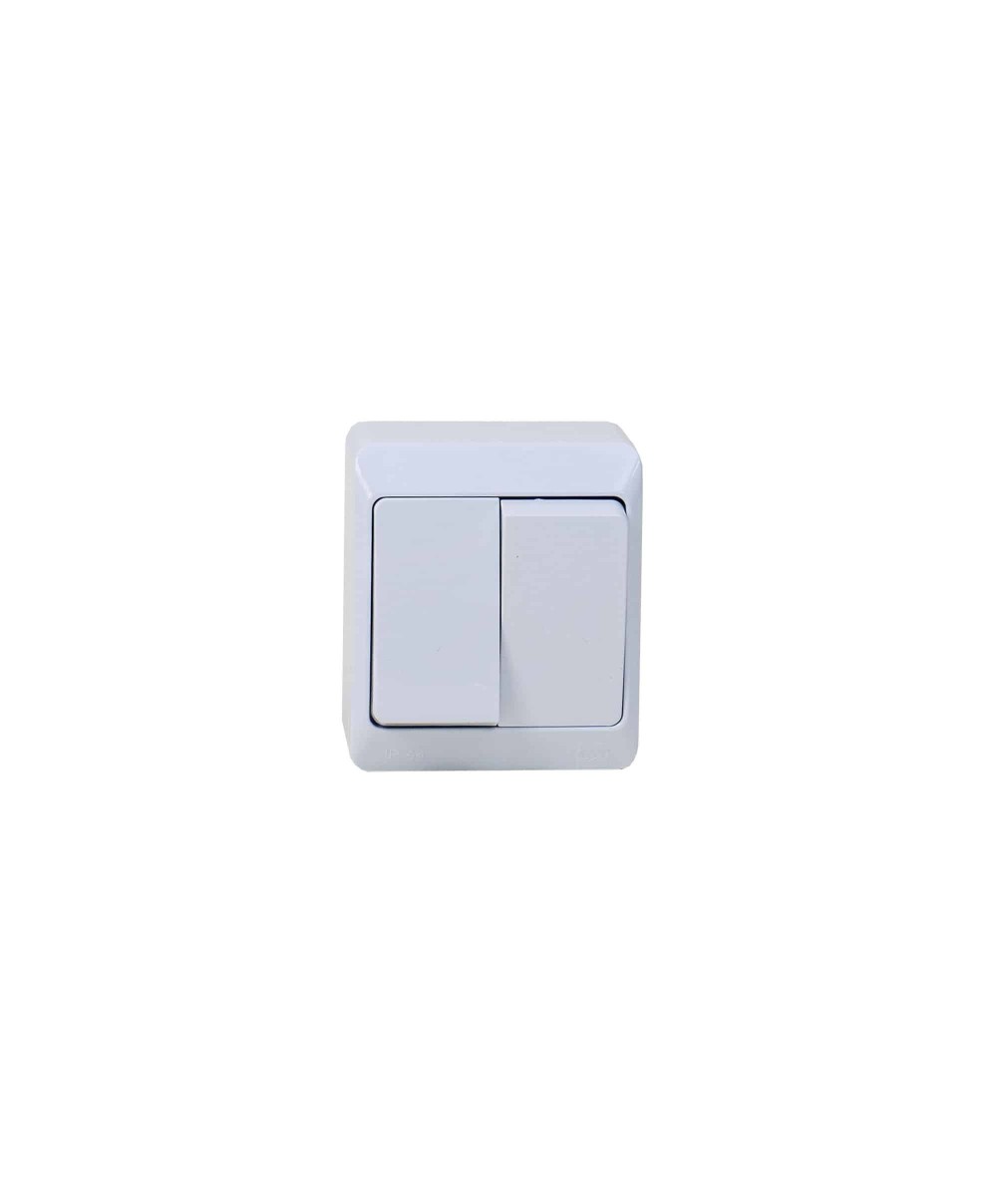 Intrerupator dublu HERMES, alb 10A/250V, IP44/ ELPL-0332-02