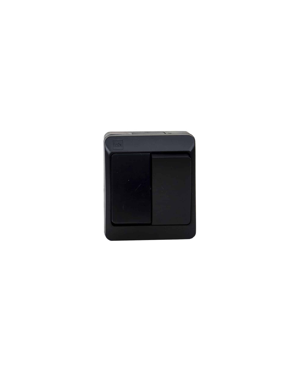 Intrerupator dublu HERMES, negru 10A/250V, IP44/ ELPL-0332-09