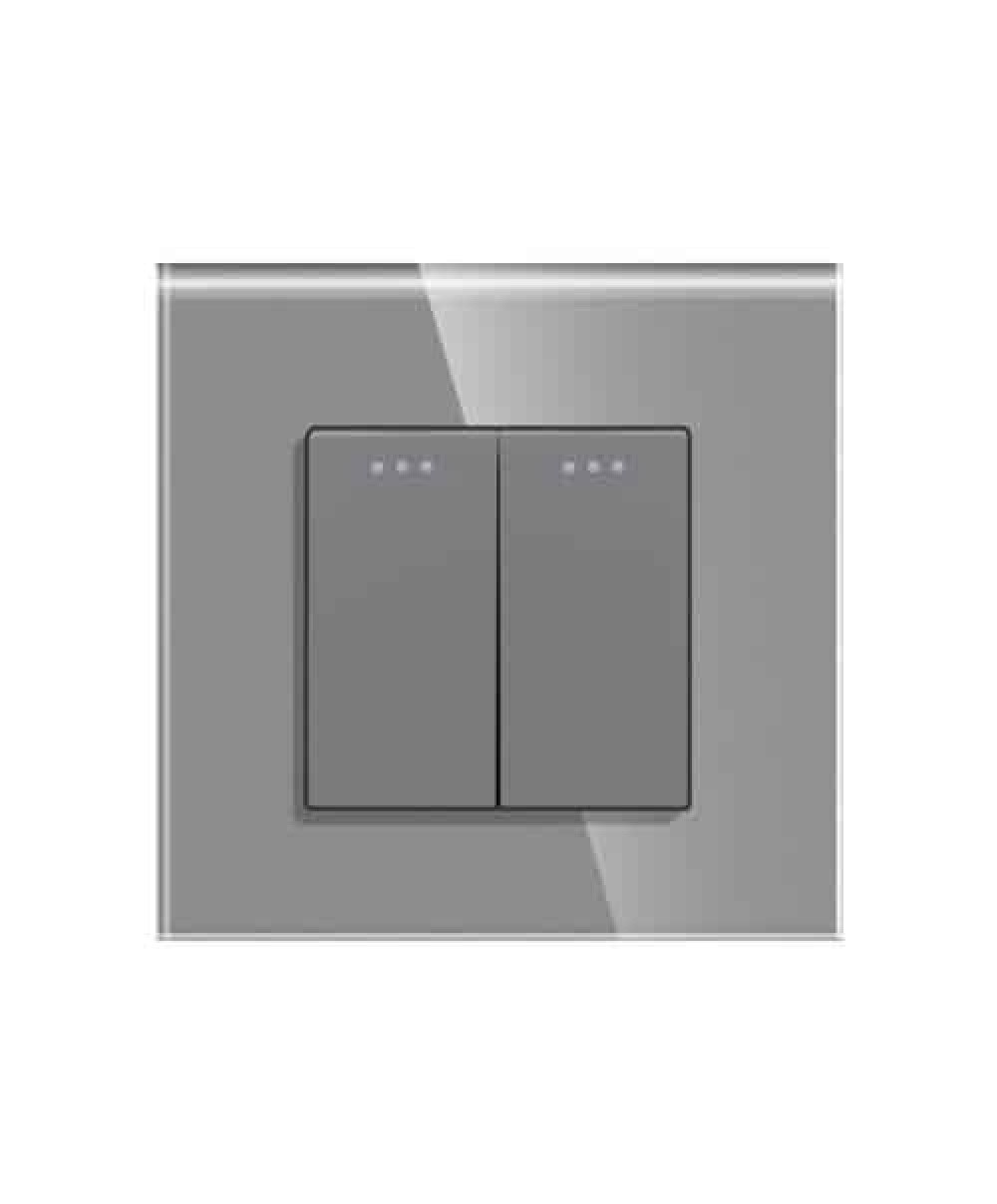 Întrerupător dublu mecanic, montaj aparent, gri / LXD-MP004GF-GY