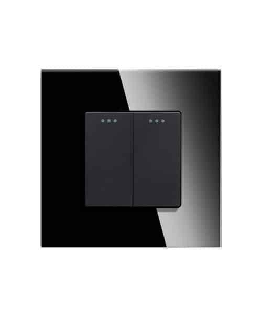 Intrerupator dublu mecanic, montaj incastrat, negru / LXD-MP004GF-B