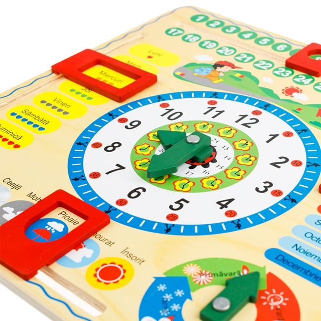 Ceas Calendar Educativ din Lemn 30.5x30.5cm 2