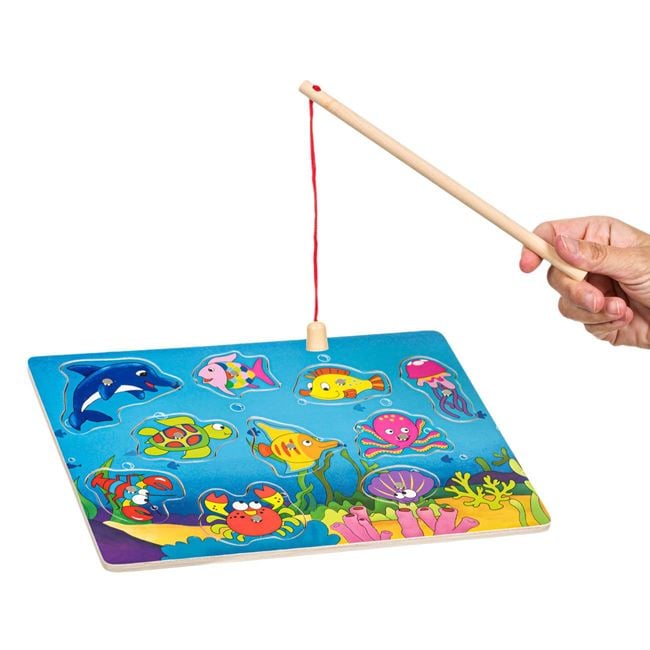 Joc Magnetic Puzzle din Lemn Pesti Undita 30x22.5cm 2