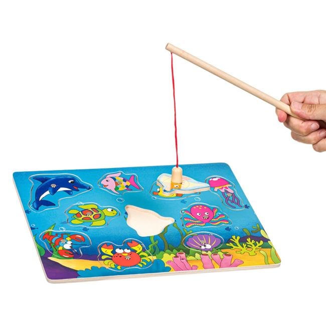 Joc Magnetic Puzzle din Lemn Pesti Undita 30x22.5cm 3