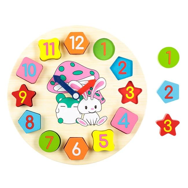 Puzzle din Lemn Ceas Animale (12 piese) - 25cm 2