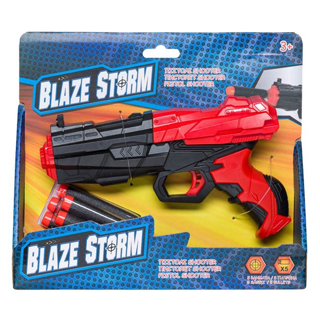 Pistol Shooter Blaze Storm Negru Rosu & 5 Sageti 3