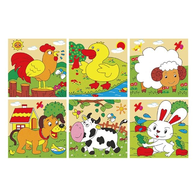 Cuburi din Lemn Puzzle Animale de la Ferma (9 Piese) 10.3x10.3x3.5cm 4