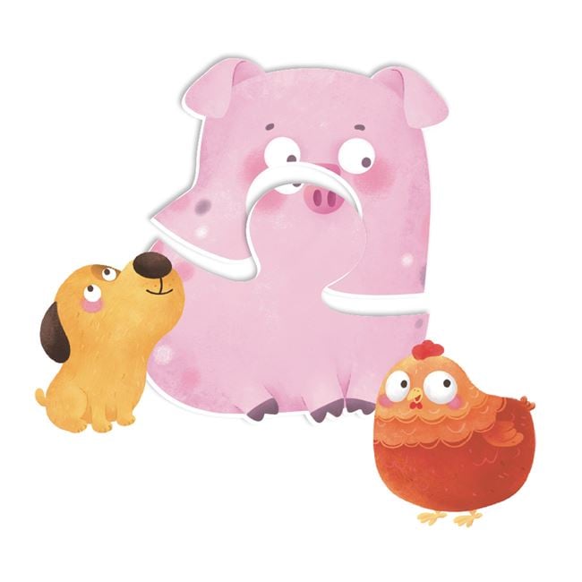 Puzzle cu 6 Animale de la Ferma pentru Bebelusi (12 piese) 2