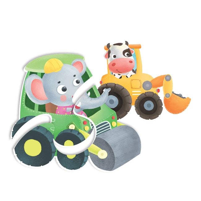 Puzzle cu 6 Vehicule cu Animale pentru Bebelusi (12 piese) 2