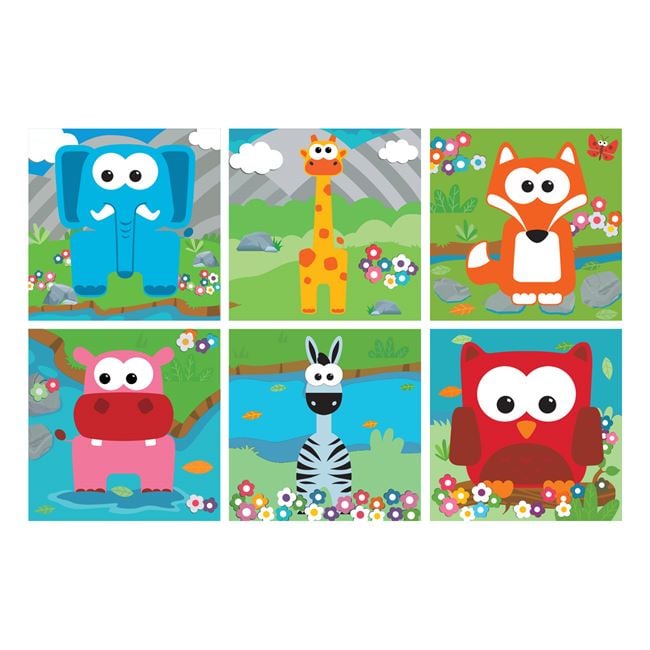 Cuburi Puzzle din Lemn Animale din Jungla 6 in 1 (9 piese) 10.3x10.3x3.5cm 4
