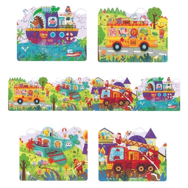 Puzzle Grow Up Vehicule Animale (94 de piese) 4 in 1 2