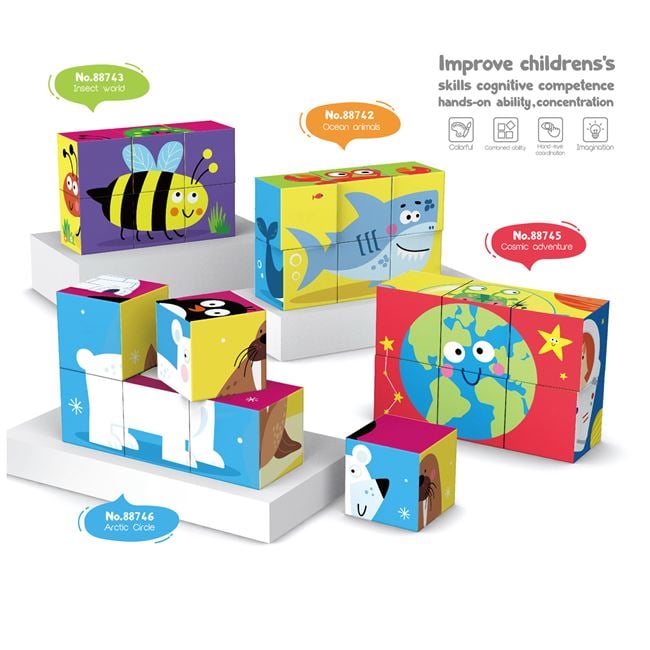Cuburi Puzzle cu Animale Insecte (6 piese) 21.7x18x6.6cm 2