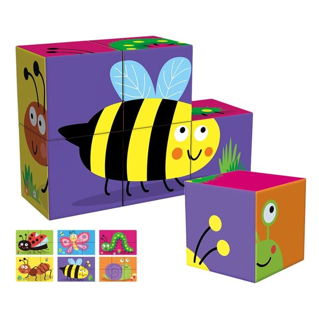 Cuburi Puzzle cu Animale Insecte (6 piese) 21.7x18x6.6cm 3