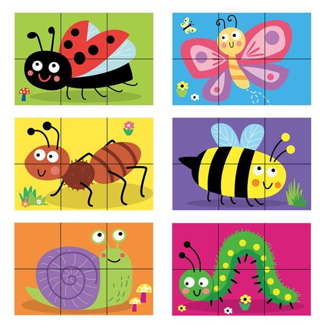 Cuburi Puzzle cu Animale Insecte (6 piese) 21.7x18x6.6cm 4