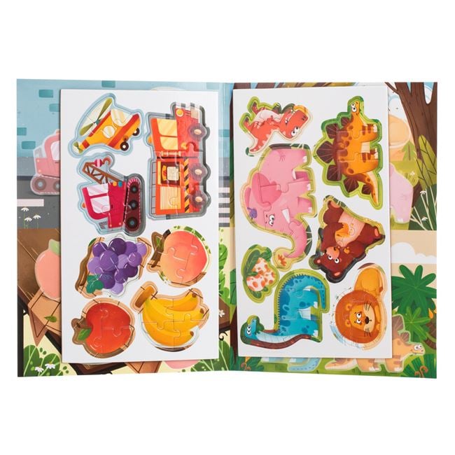 Puzzle Magnetic cu 4 Imagini cu Fructe Masini Animale 2