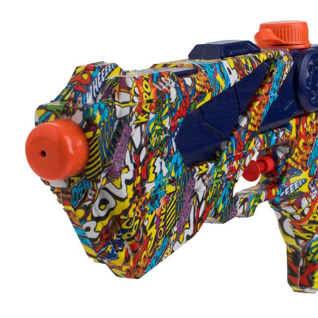 Pistol de Apa din Plastic Albastru cu Model Colorat Graffiti 23cm 2