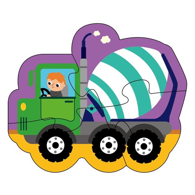 Puzzle cu 4 Vehicule de Santier pentru Bebelusi (16 piese) 2