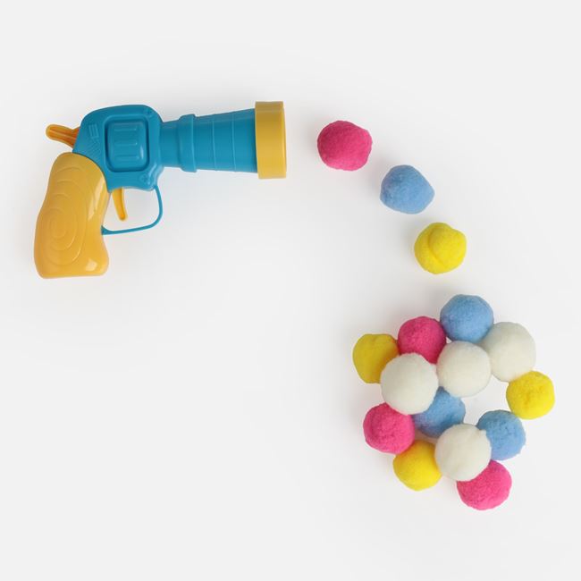 Jucarie Pisica Pistol cu Bile Pompon 2