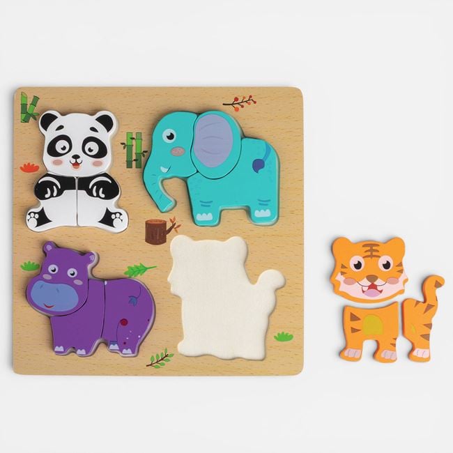 Puzzle din Lemn cu Animalute 19x19cm 2