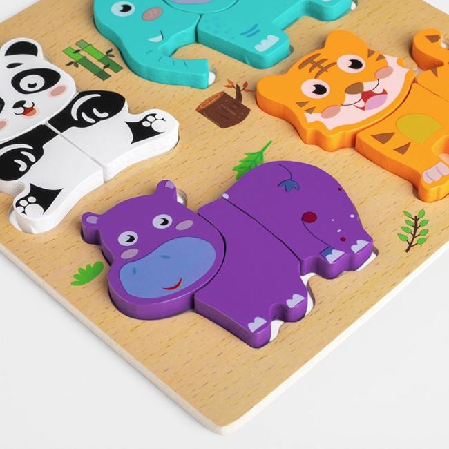 Puzzle din Lemn cu Animalute 19x19cm 3