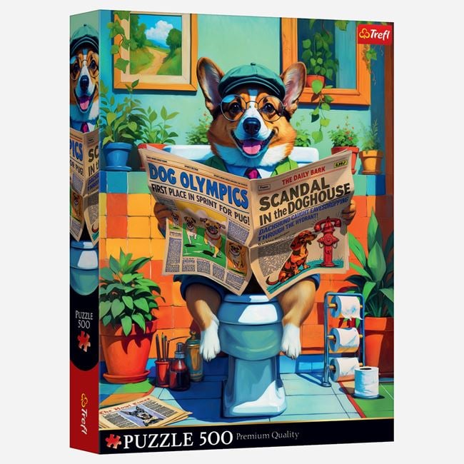 Puzzle Caine Citind Ziarul (500 Piese) - Trefl