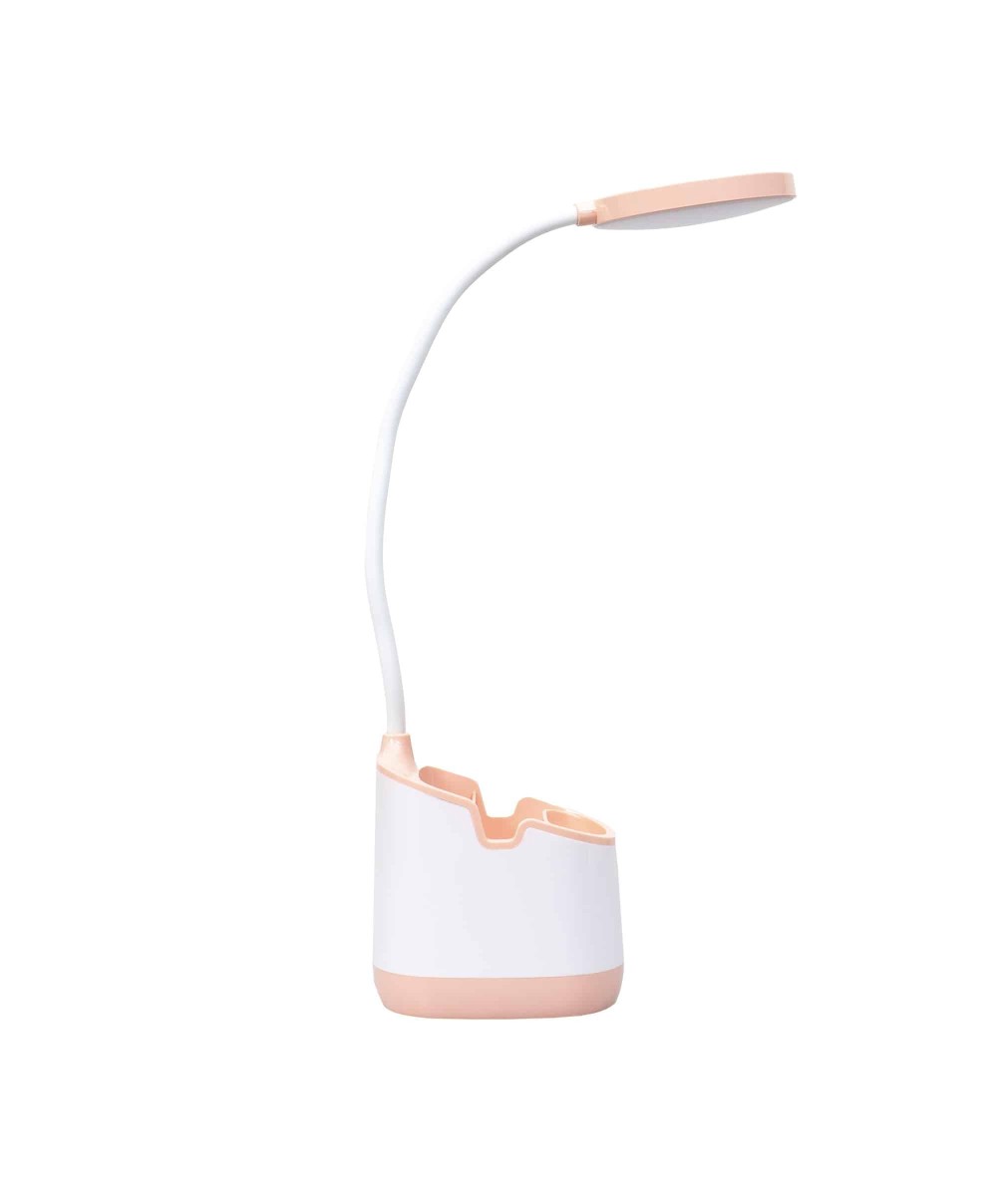 Lampa de birou pentru copii, 3 tipuri de lumina si suport pixuri, somon / ZTS 8244