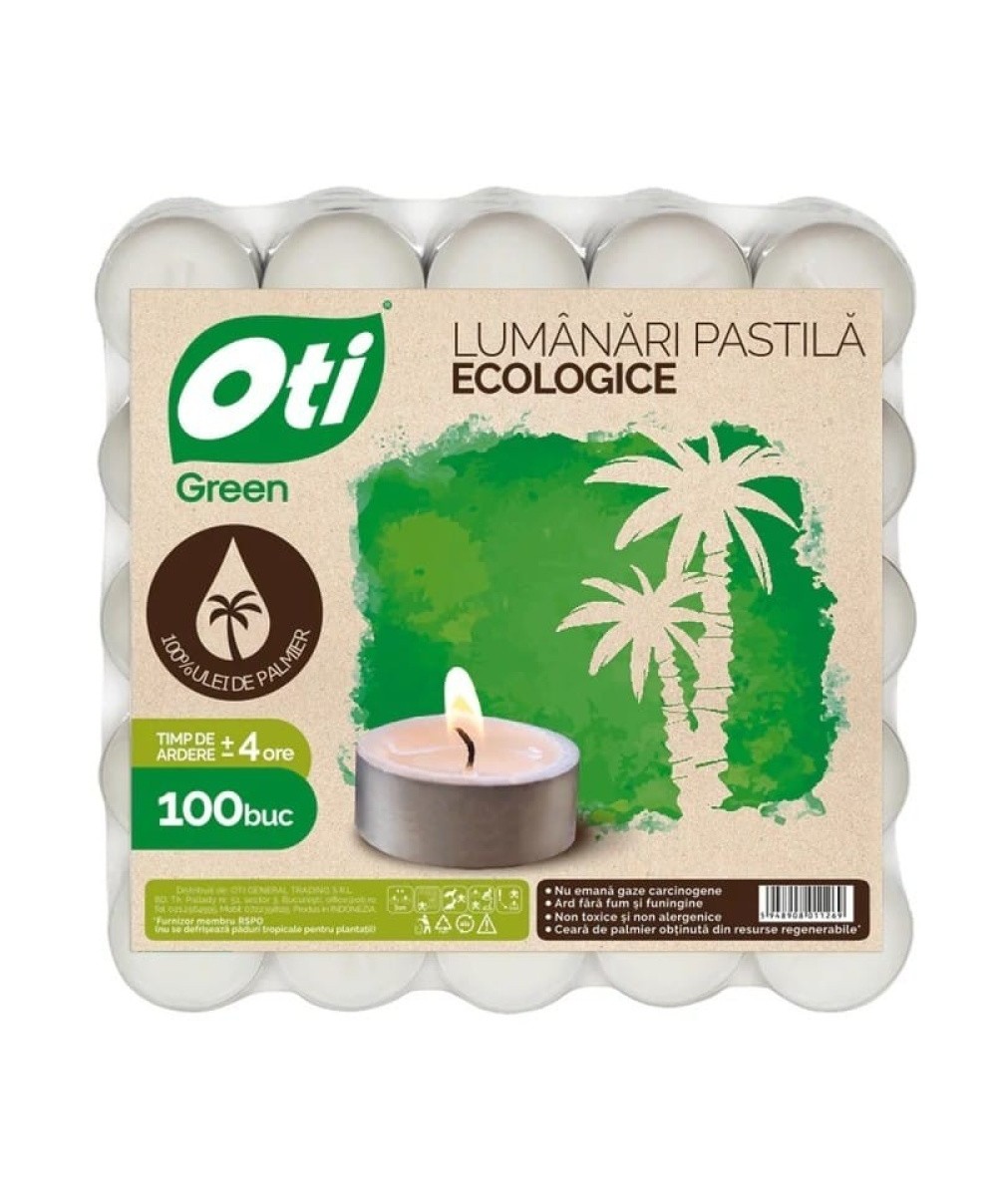 Lumanari, 100 buc/set ecologice, OTI, alb / OTI131126