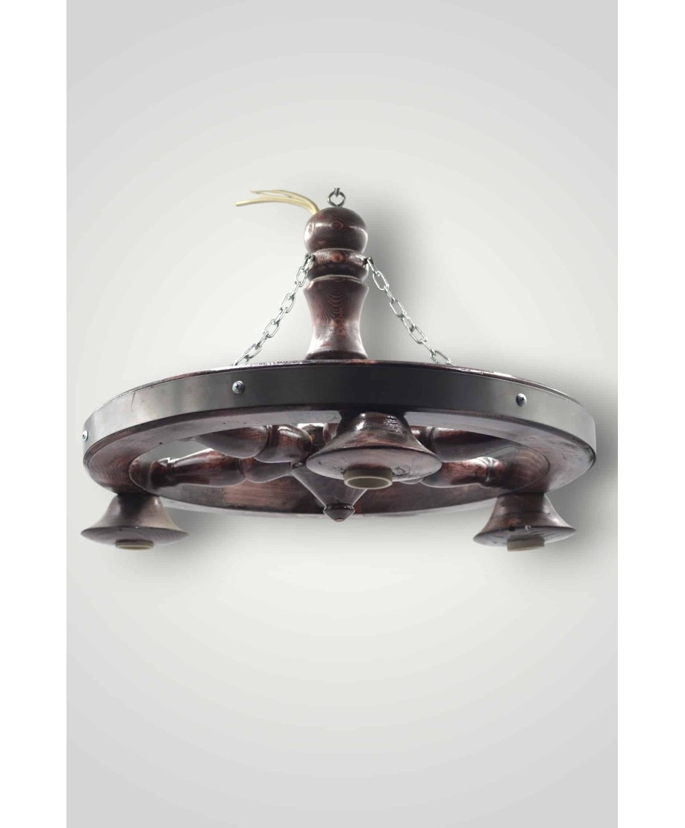 Lustra din lemn cu 3 becuri, diametru 50cm, maro Z-TOOLS / EXT9070