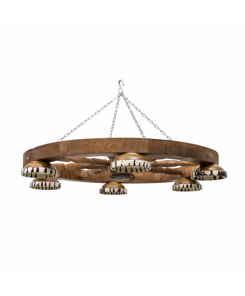 Lustra din lemn cu 6 castroane, diametru 60cm / EXT 10217