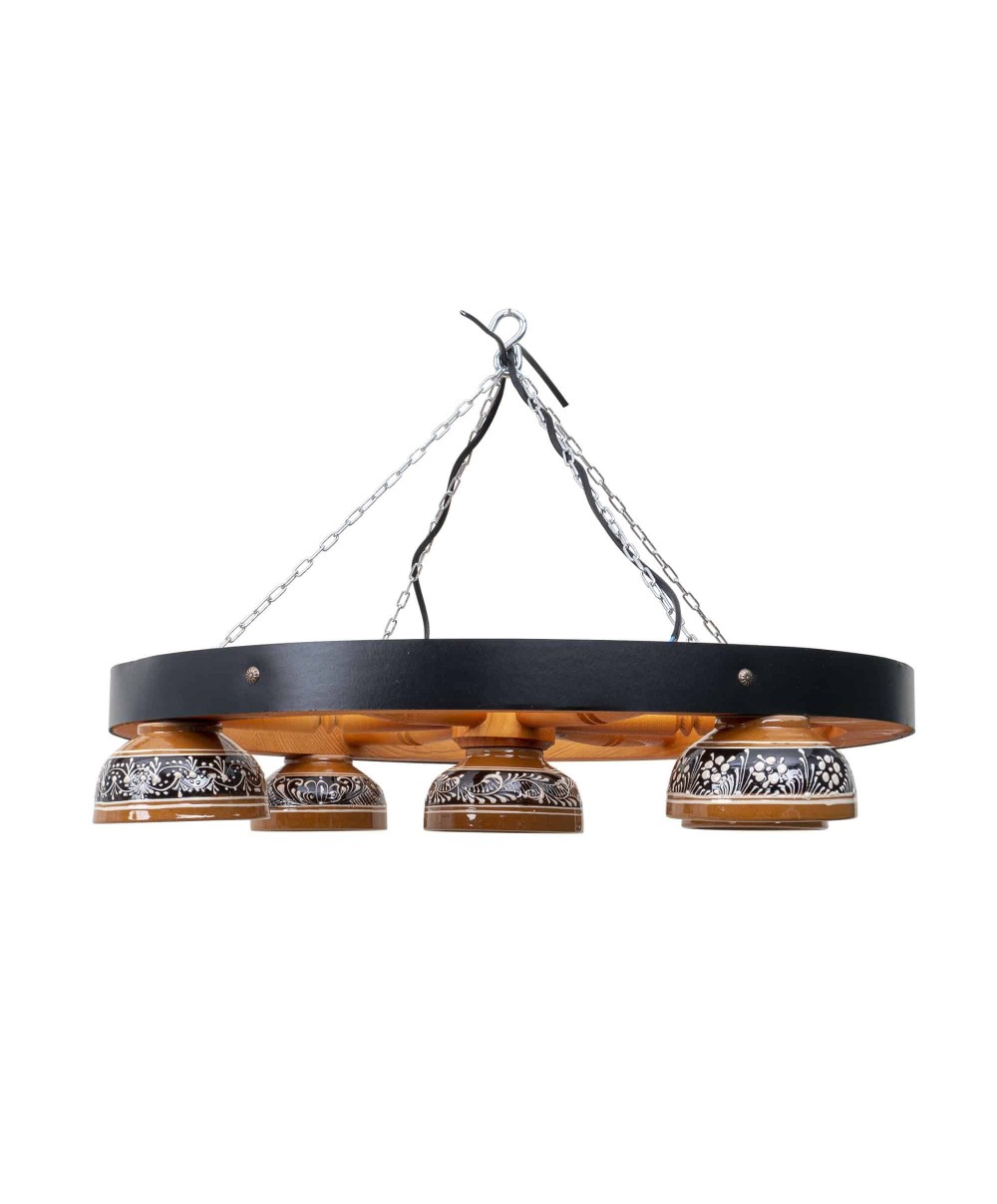 Lustra premium din lemn cu 5 castroane, diametru 59cm, maro Z-TOOLS / EXT 10394