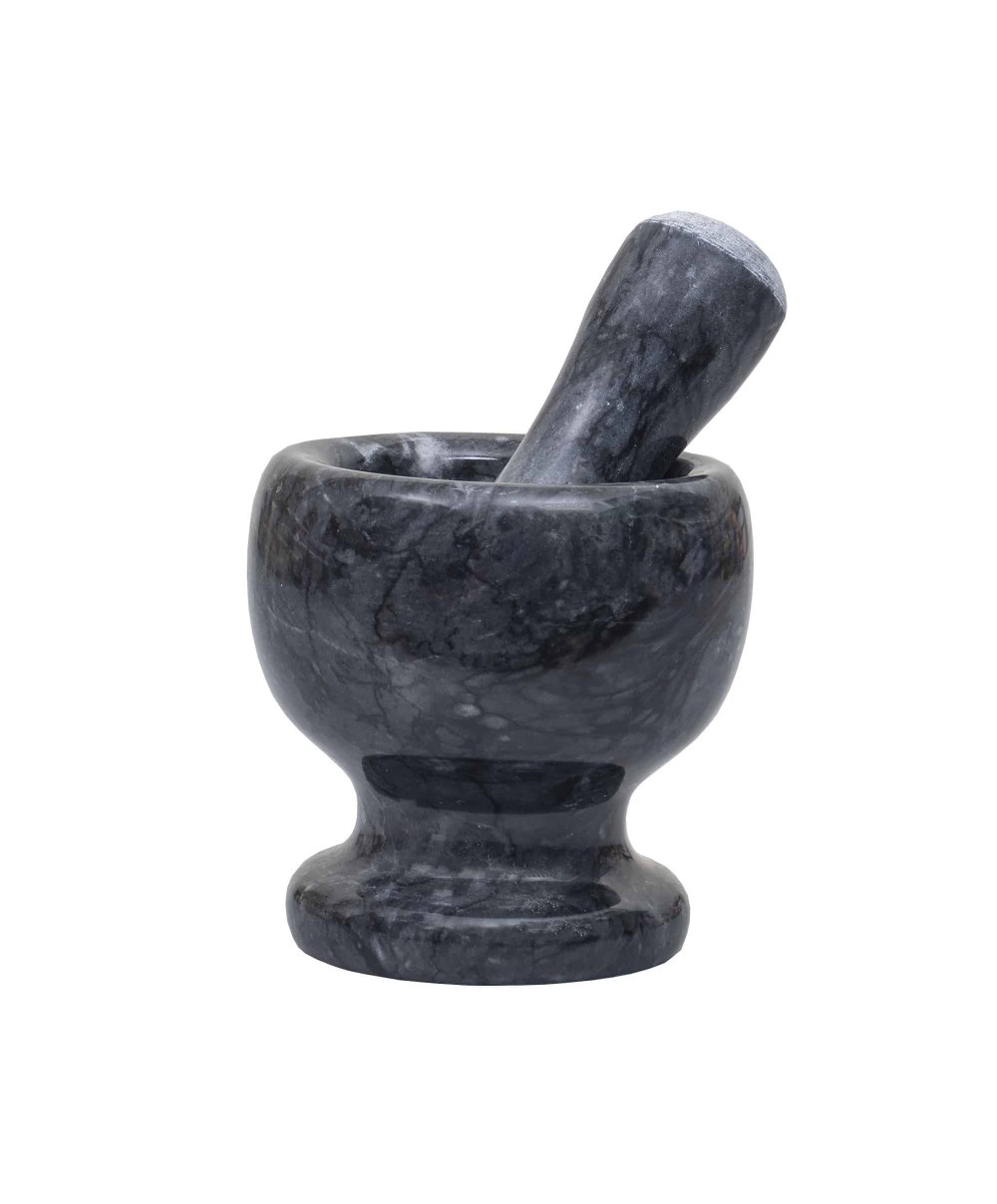 Mojar cu pistil, din marmura, diametru 10cm, inaltime 10.5cm, negru / ZTS 8044