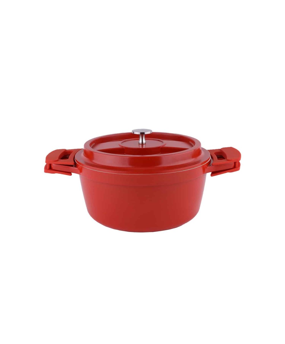 Oala cu capac ZILAN, din ceramica, diametru 28cm, capacitate 5l, rosu / ZLN 0903