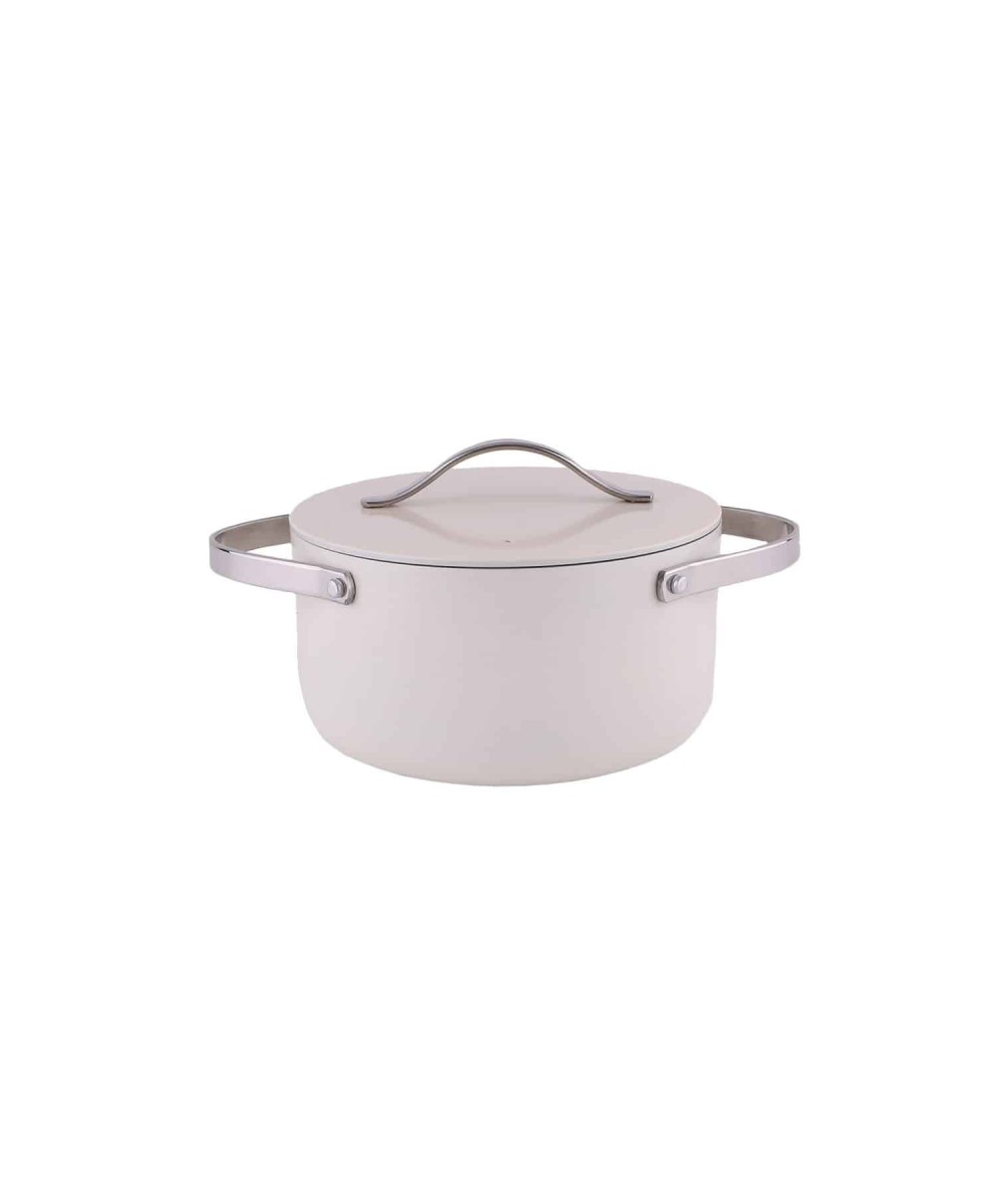 Oala cu capac ZILAN, interior din ceramica, diametru 20cm, capacitate 2l, crem / ZLN 0866