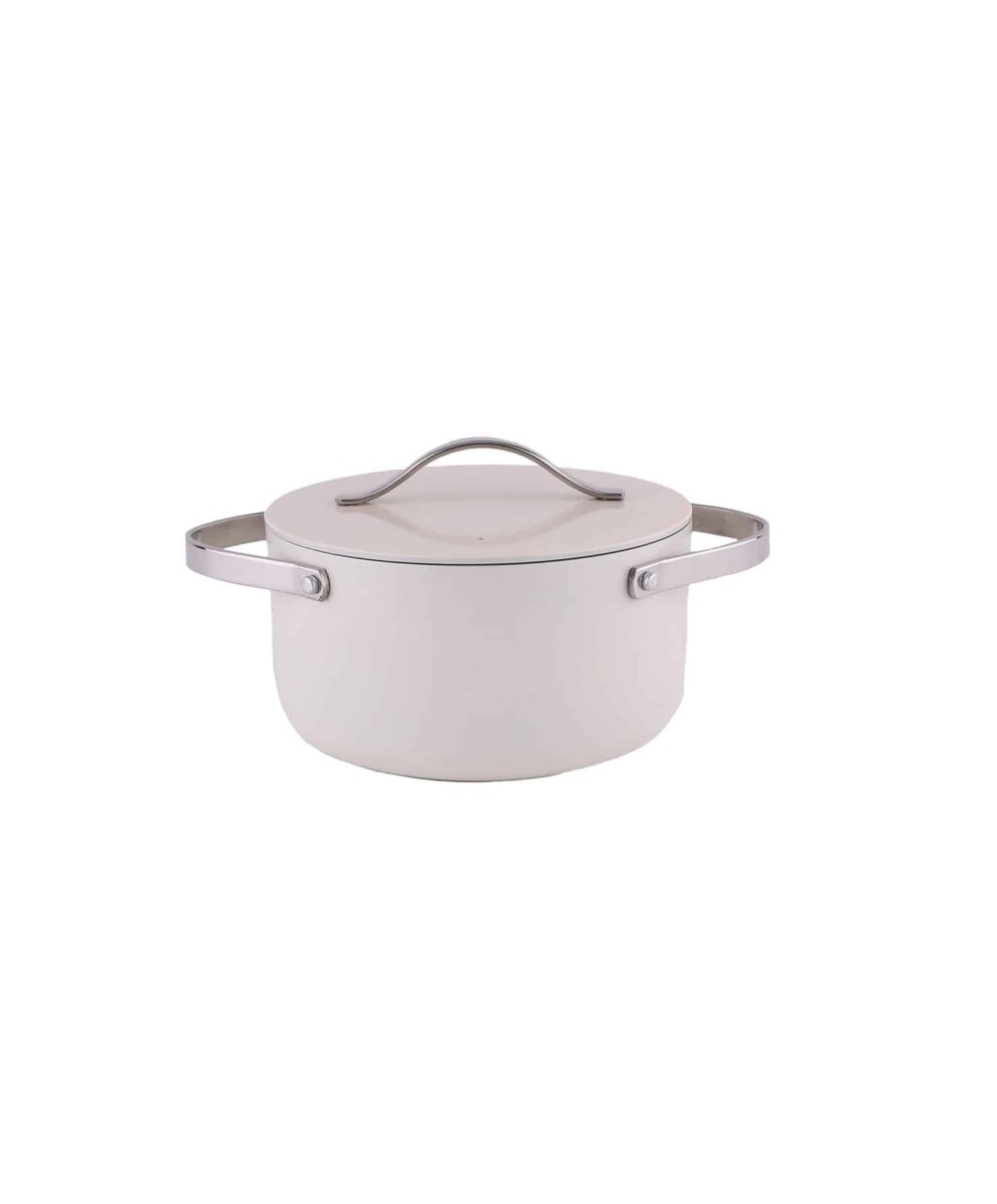 Oala cu capac ZILAN, interior din ceramica, diametru 24cm, capacitate 4l, crem / ZLN 0873