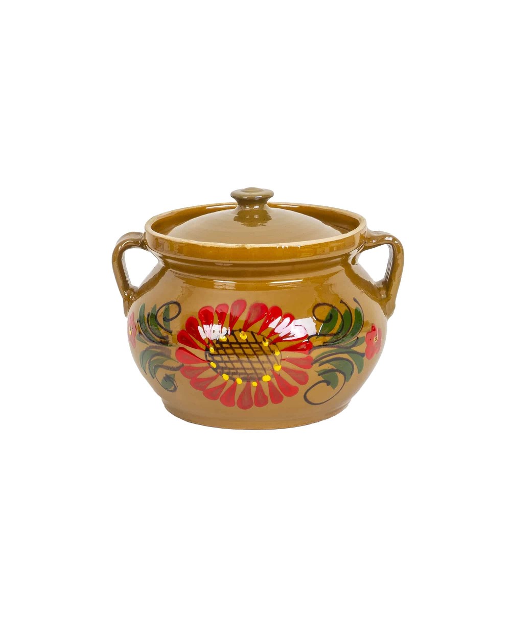 Oala din lut cu capac, diametru 18 cm, capacitate 2l / EXT 10388