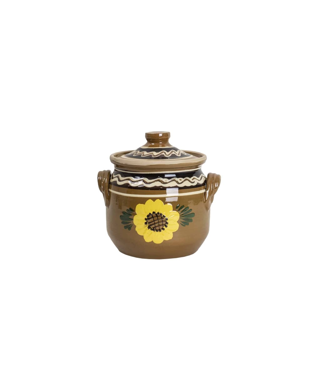 Oala din lut cu capac, diametru 18 cm, capacitate 4l / EXT 10257