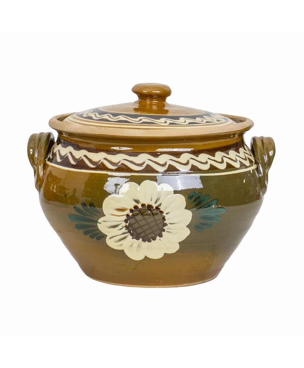 Oala din lut cu capac, diametru 23 cm, capacitate 4l / EXT 10267