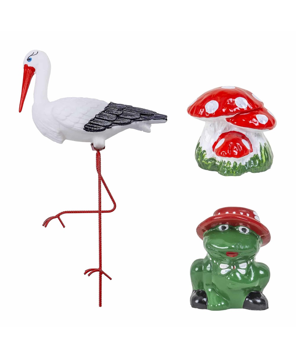 Pachet decor pentru gradina, barza, ciuperca si broasca / EXT 10241