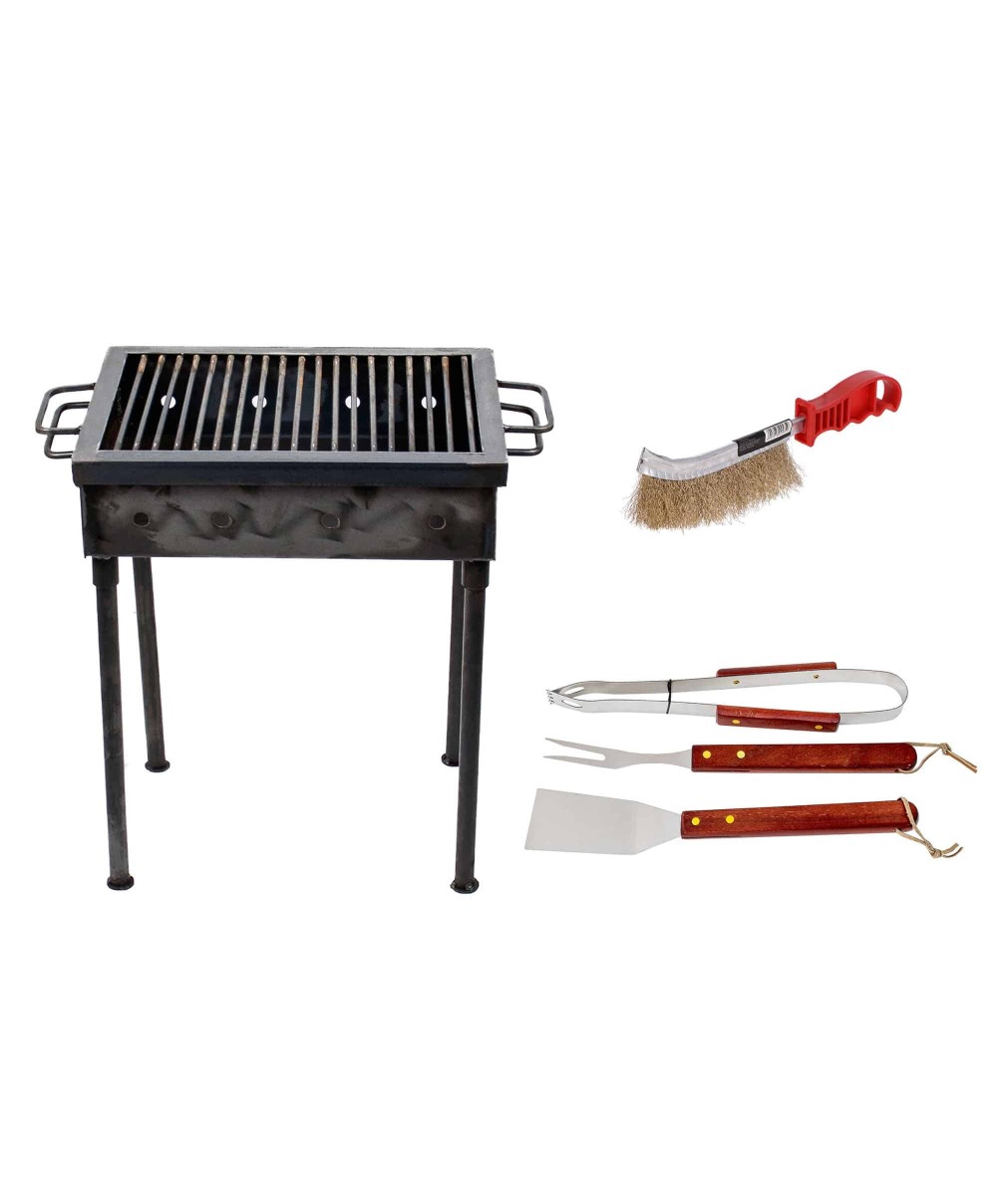 Pachet gratar metalic 40x30cm (5207) plus perie de sarma (ZLN 2264) plus 3 accesorii gratar (ZTS 8338) / 5207_2