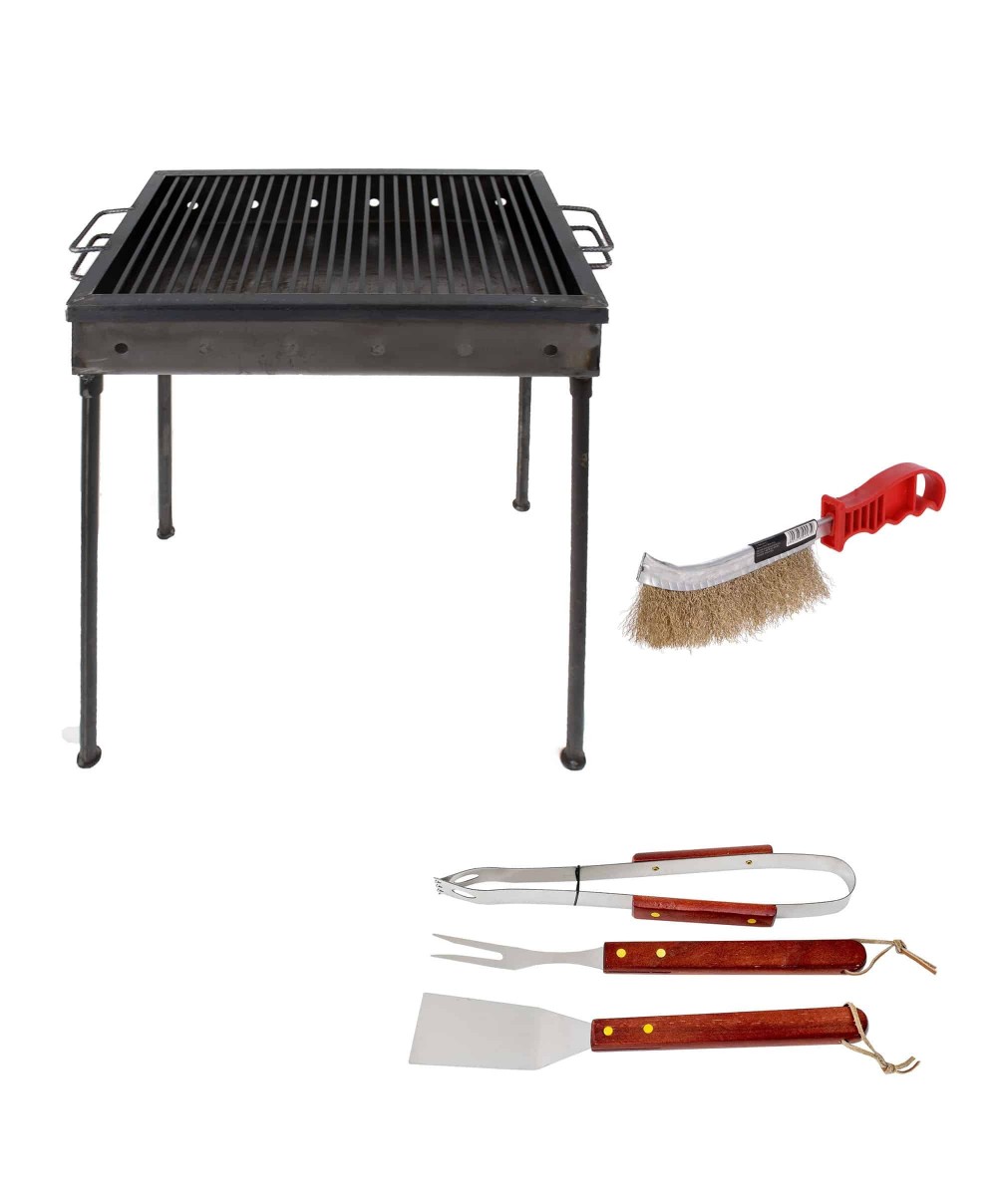 Pachet gratar metalic 60x40cm (5209) plus perie de sarma (ZLN 2264) plus 3 accesorii gratar (ZTS 8338) / 5209_2