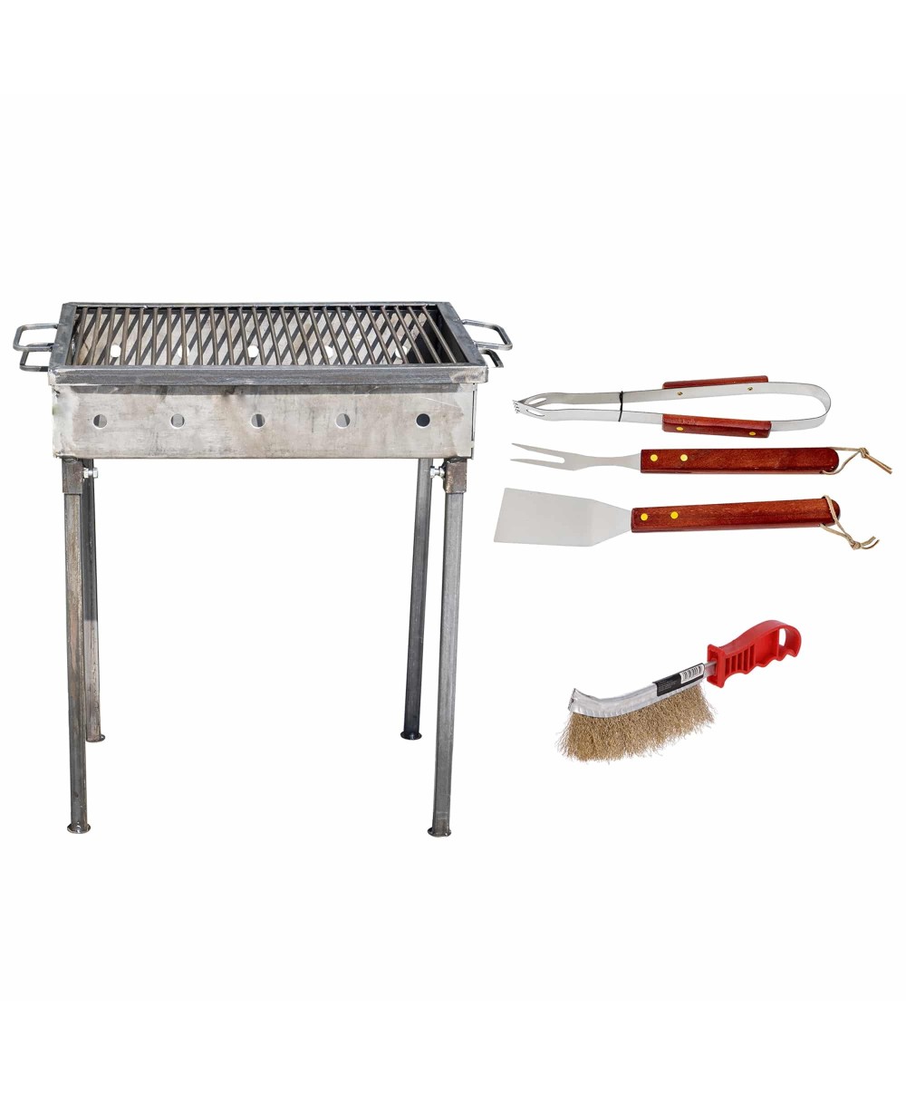 Pachet gratar metalic 50x35cm, grosime 3mm (EXT 9910) plus perie de sarma (ZLN 2264) plus 3 accesorii gratar (ZTS 8338) / EXT 9910_1